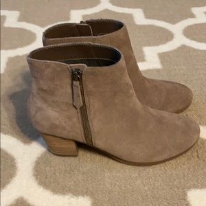 Beige Suede booties, size 6.5